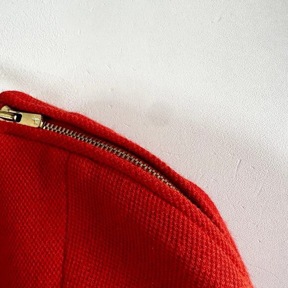 Sandro 3/4 Sleeve Wool Sheath Mini Dress Round Neck Shoulder Zip Red 2 - Picture 2 of 5